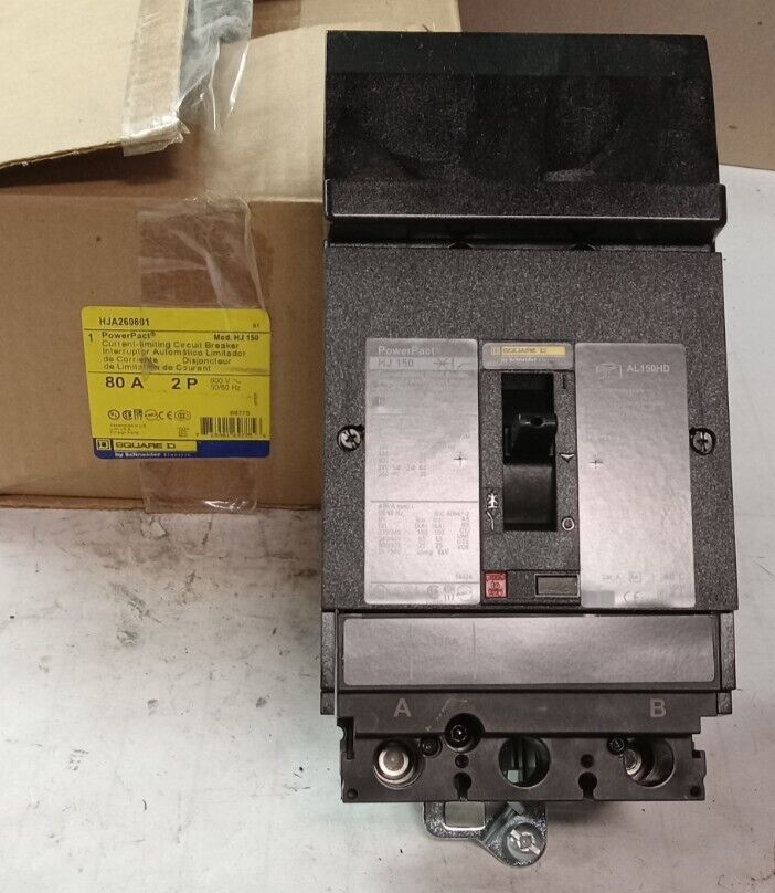 New Square D 80 Amp I-Line Circuit Breaker 2 Pole 600 VAC 250 VDC HJA260801