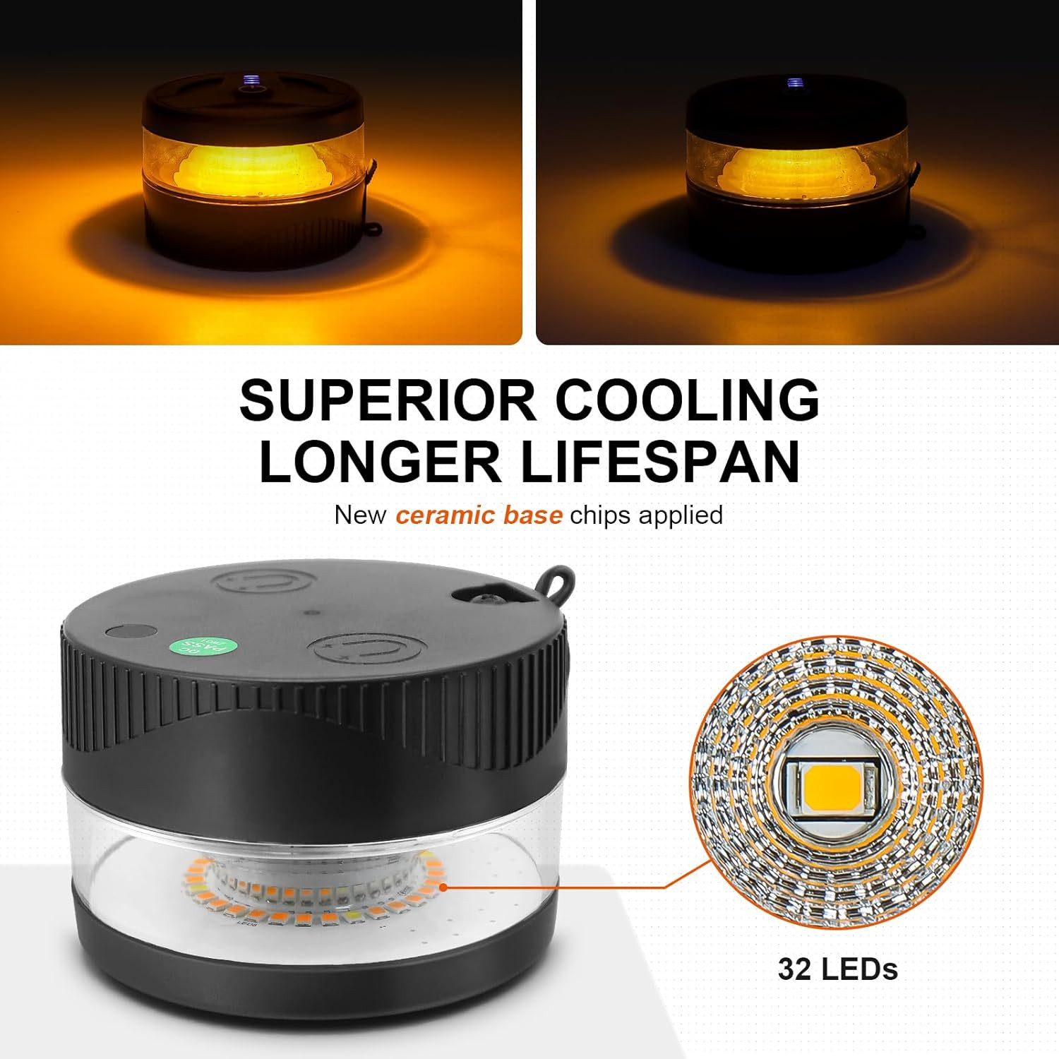 Magnetic Wireless Beacon Light, USB-C Rechargeable LED Strobe Lights for Truck,