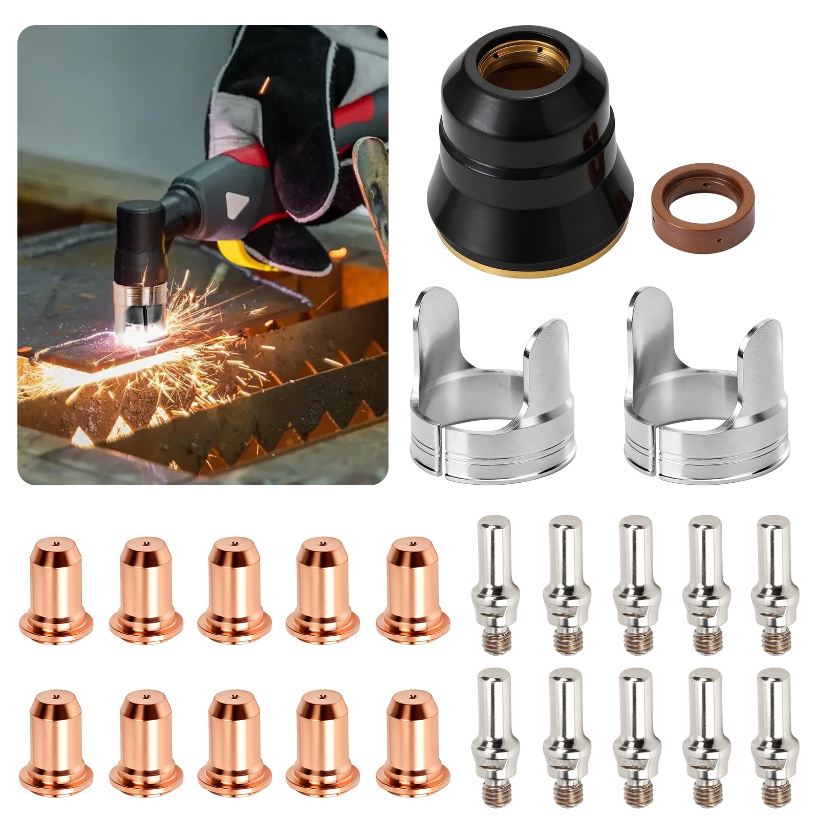 24× IPT40 Plasma Cutting Torch Consumables Electrode Tips for YESWELDER CUT-65DS