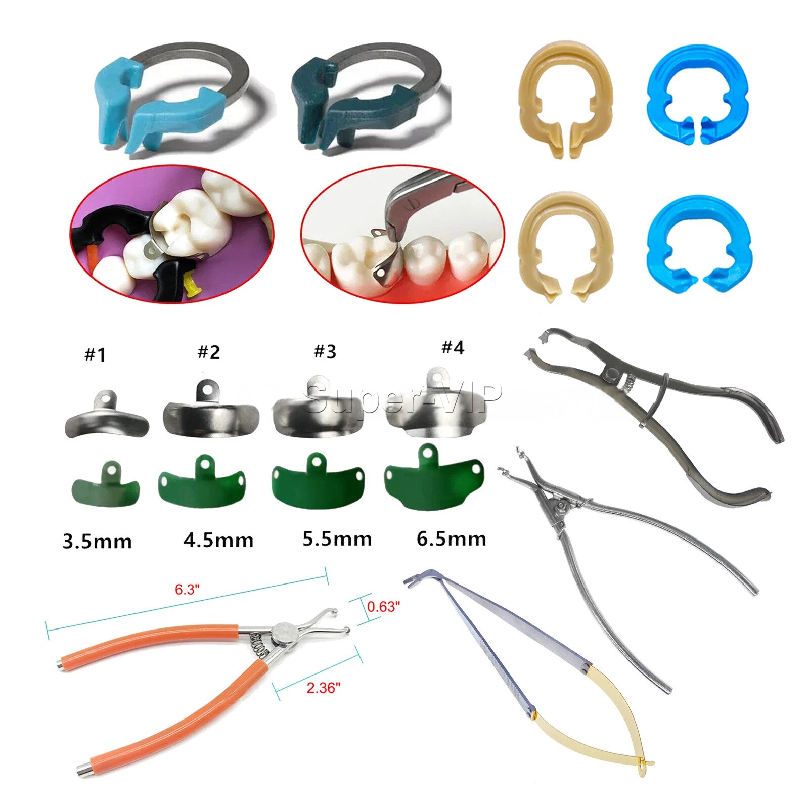 Palodent V3 Plus Style Dental Sectional Matrix Band Narrow Ring Clamp FDA
