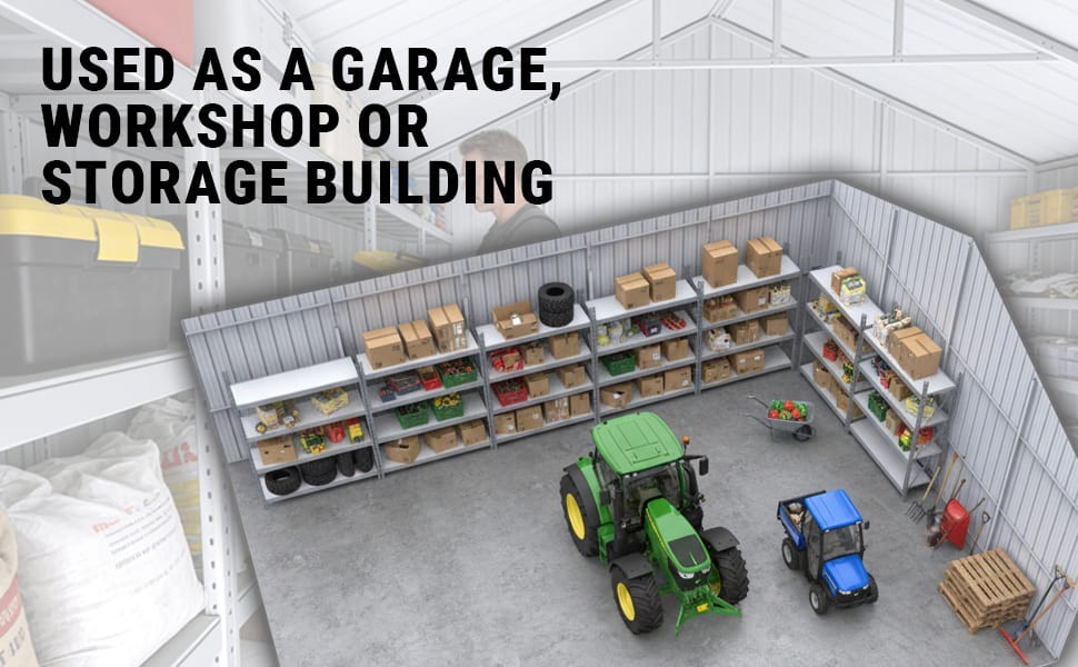 33′ x 25′ x 14′ Metal Car Garage/Outdoor Storage Shed/Heavy-Duty Steel Barn