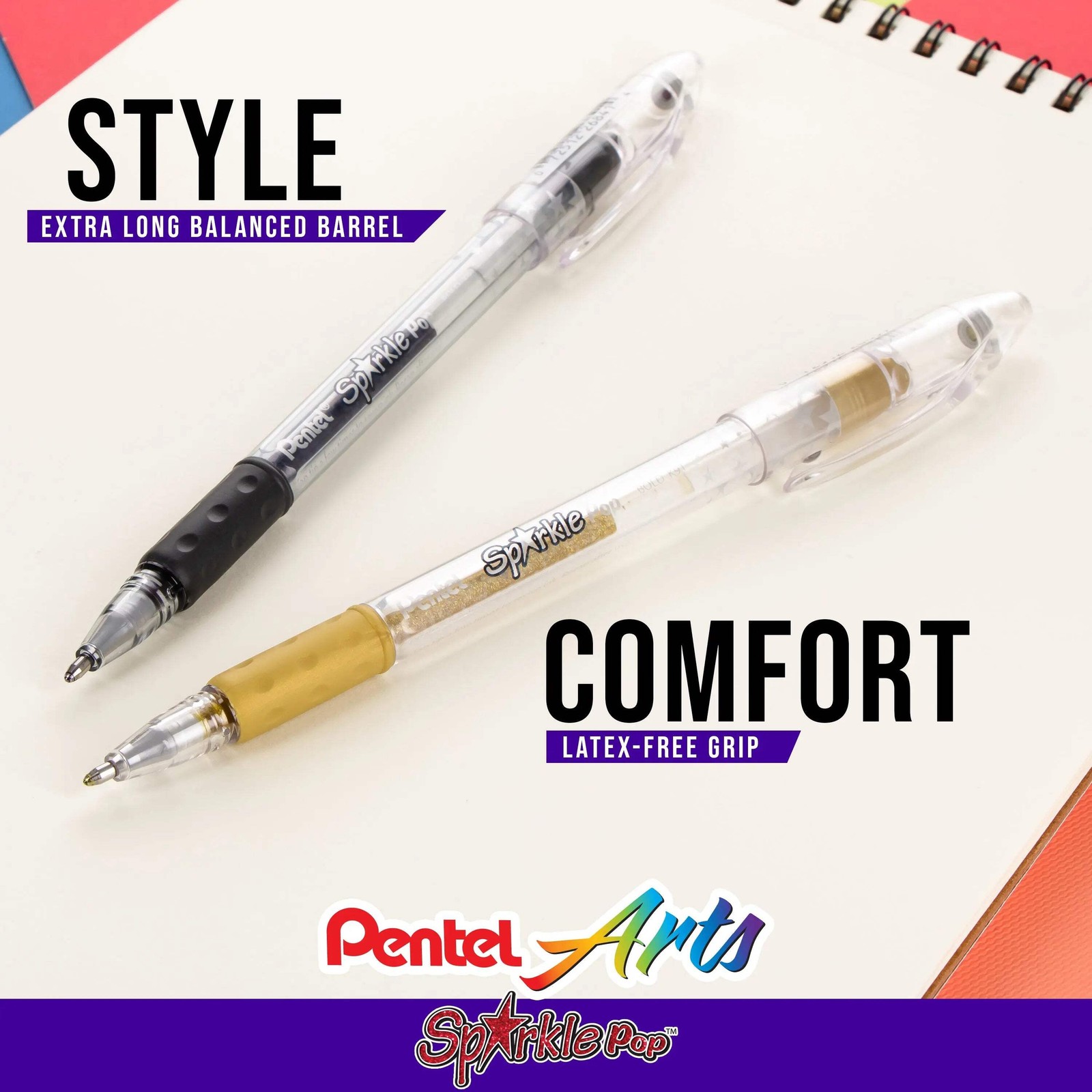 Pentel Sparkle and Krazy Pop, Metallic Gel Ink Pen, (1.0mm), Bold Line, Assorted