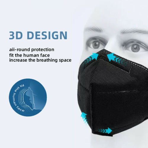 10/50/100 Pcs Black KN95 Protective 5 Layer Face Mask BFE 95% Disposable Masks