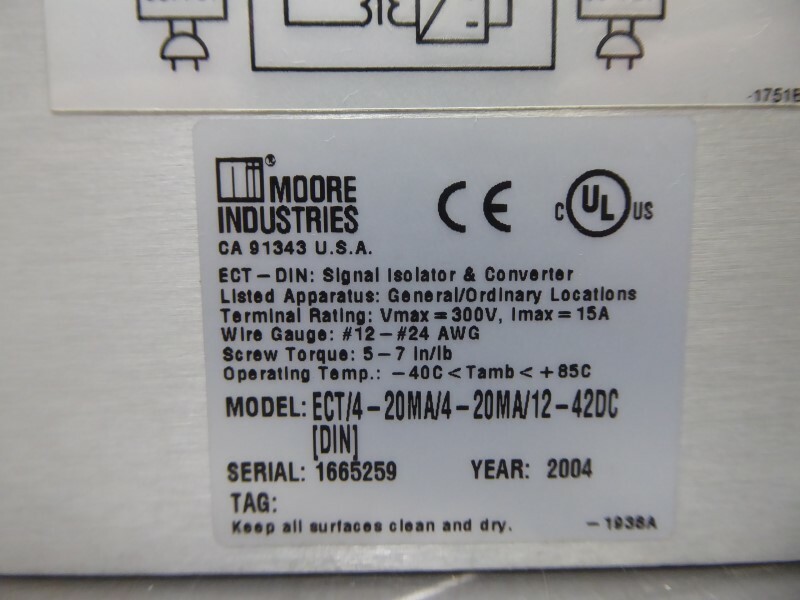 USED Moore Industries ECT/4-20MA/4-20MA/12-42DC[DIN] Signal Isolator & Converter