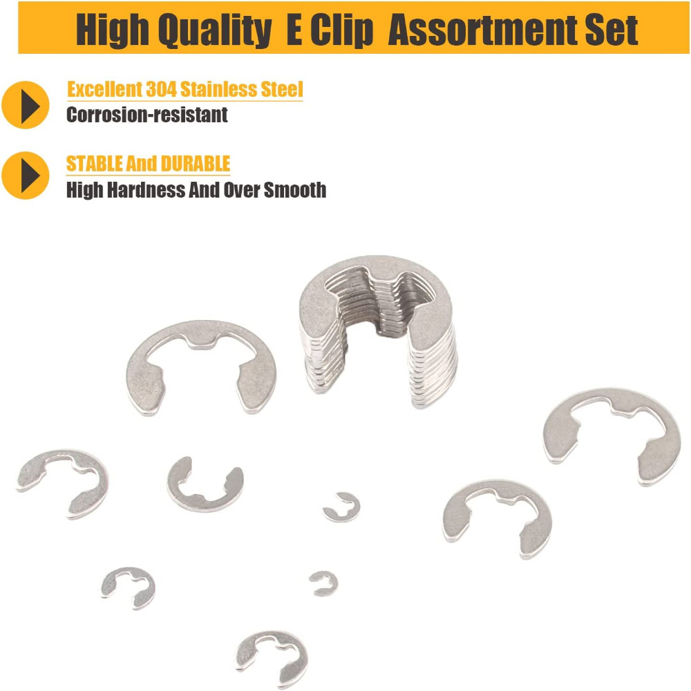 600PCS E-Clip External Retaining Snap Internal Circlip Ring Kit Stainless Steel
