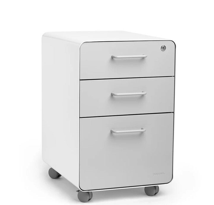 Stow 3-Drawer File Cabinet, Rolling White Gray By Poppin (NEW IN BOX)