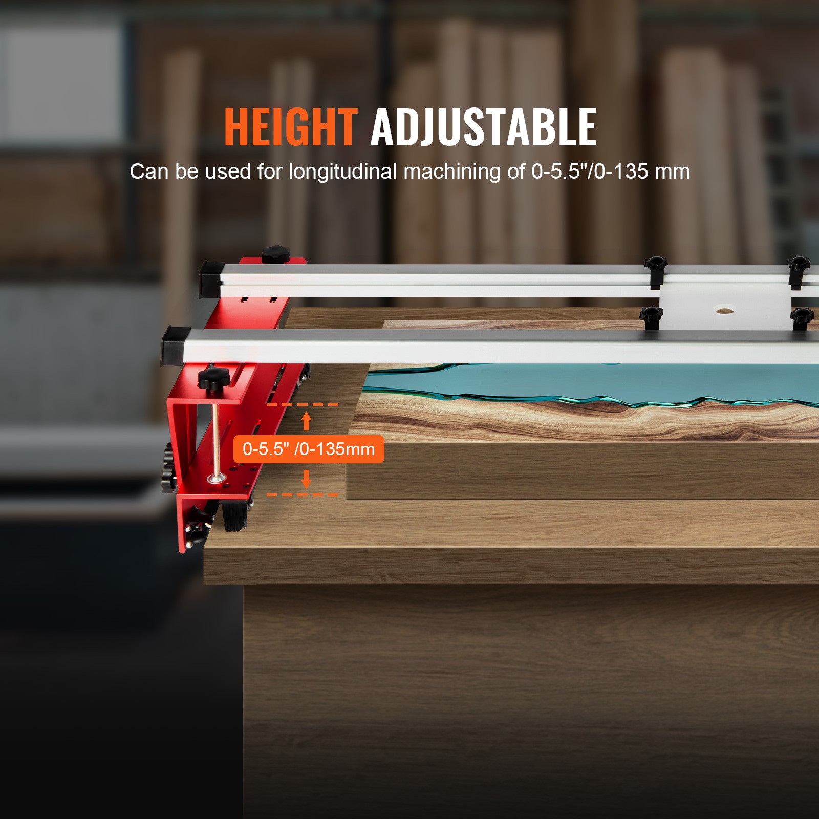 VEVOR Router Sled Adjustable Wood Slab Flattening Mill Router Jig 64″ Length