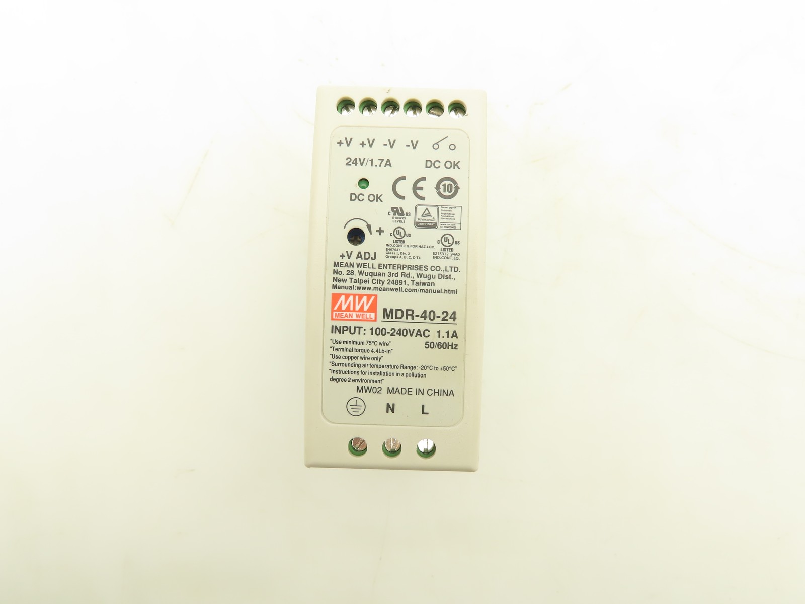 Mean Well MDR-40-24 DIN Rail Power Supply 100-240VAC to 24VDC 40W Lot of 3