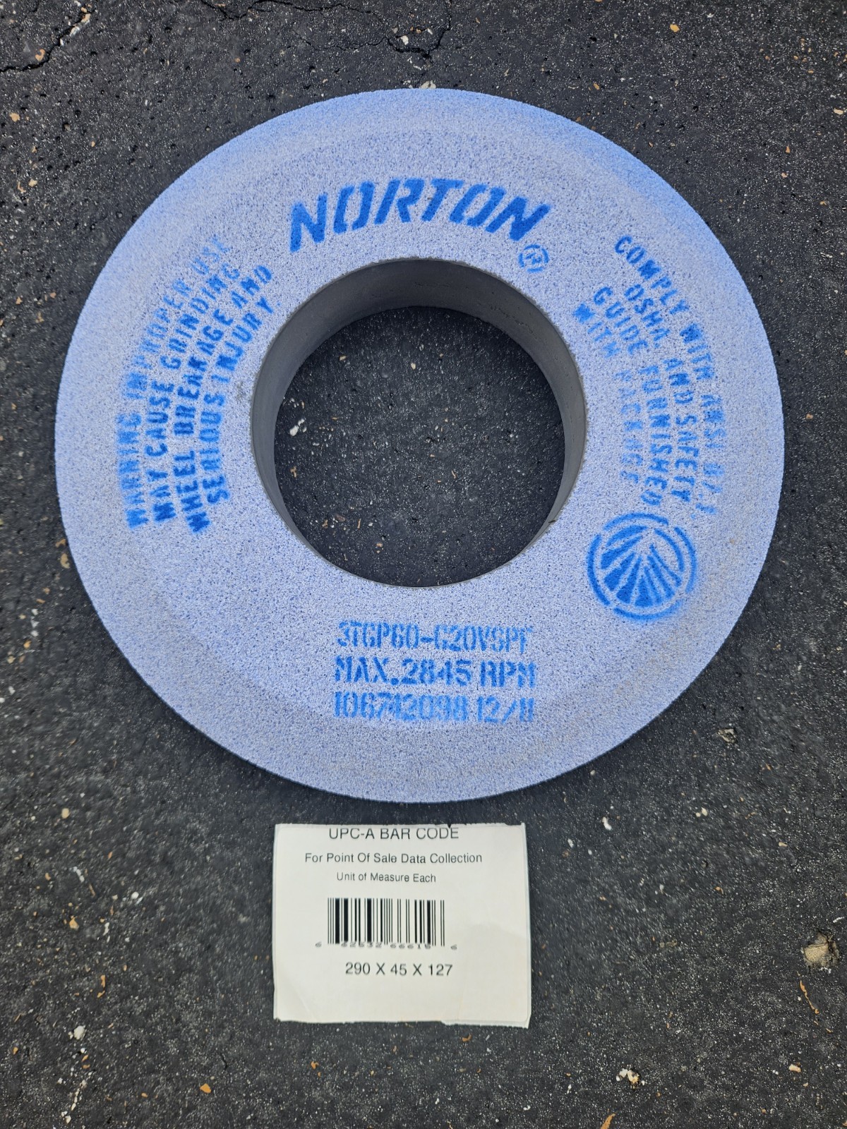Norton Abrasives 3TGP60-G20VSPF Grinding Wheels Set of 3 290x45x127 Bevel Edge