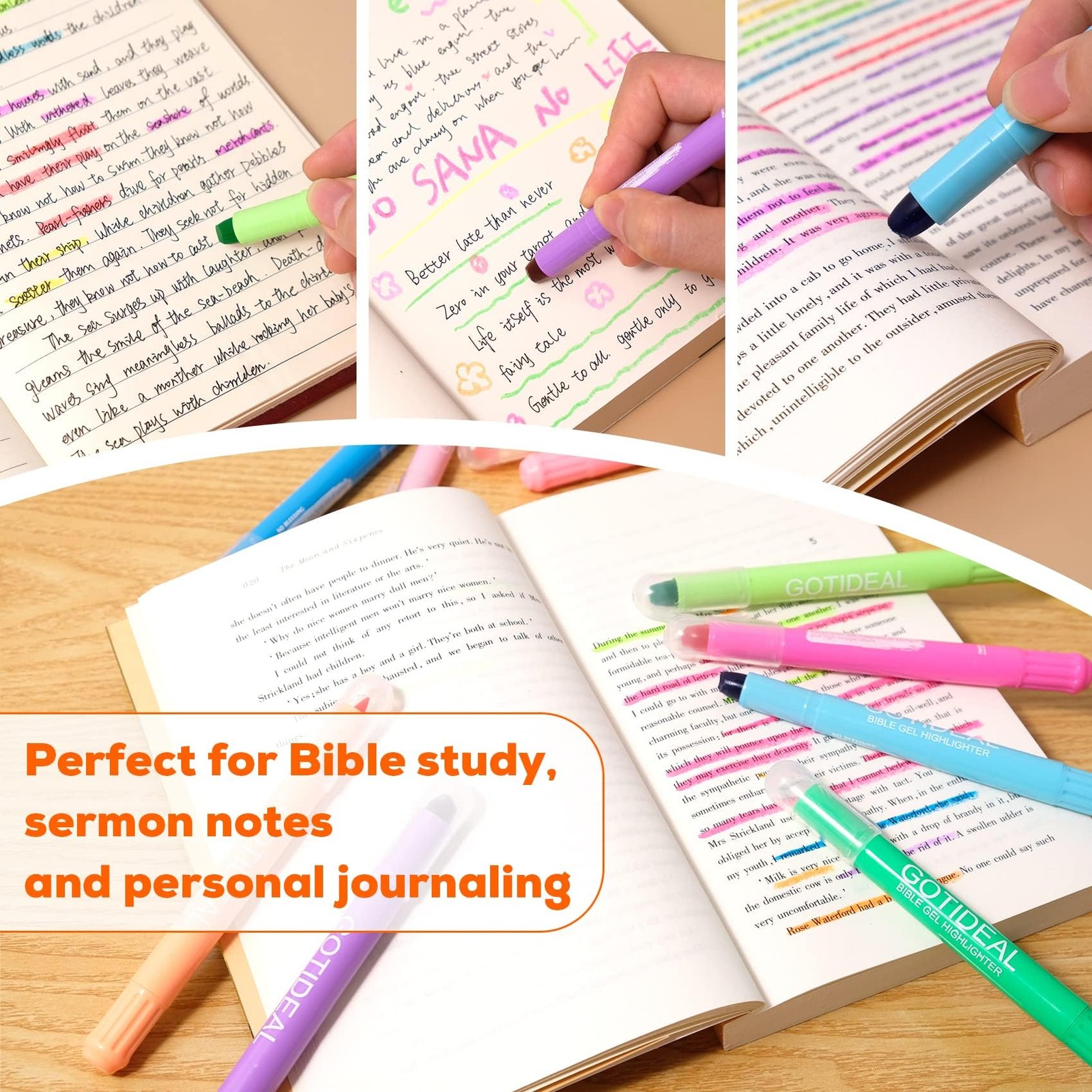 GOTIDEAL Bible Highlighters, 12 Pack Assorted Colors Gel Highlighters Pens Se…