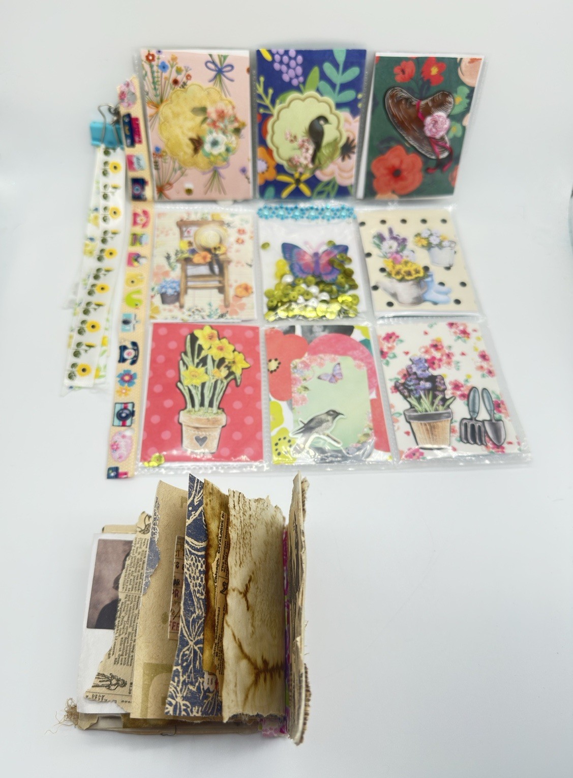 Junk Journal Small 4×4 With Coffee Dyed Paper Plus Pocket Letter All Handmade