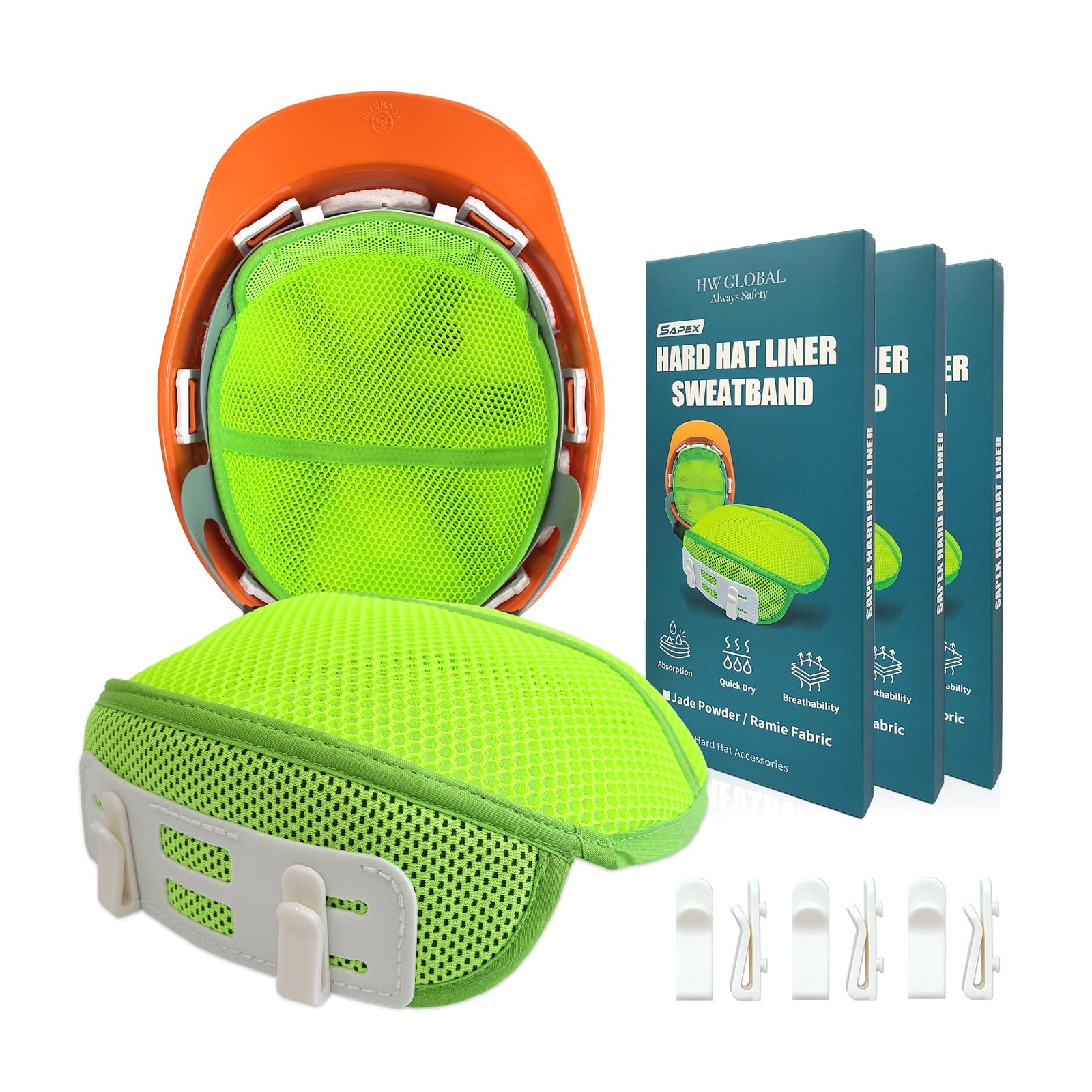 Hard Hat Sweatband Top Pad Mesh Liner Washable Safety Helmet Accessories 3 Set