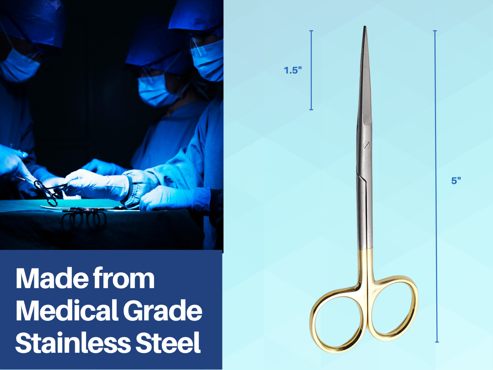 Scissors Surgical 5″ Straight Gold Plated Handle Tungsten Carbide ARTMAN