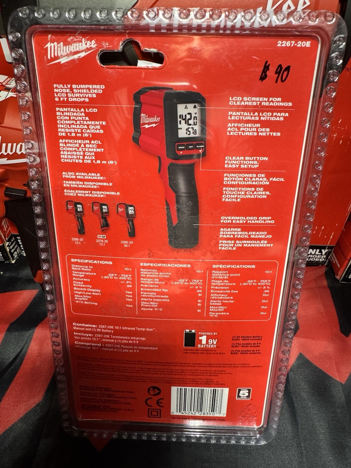 Milwaukee 2267-20E Infrared Digital Laser Thermometer 10:1 -22°F to 752°F