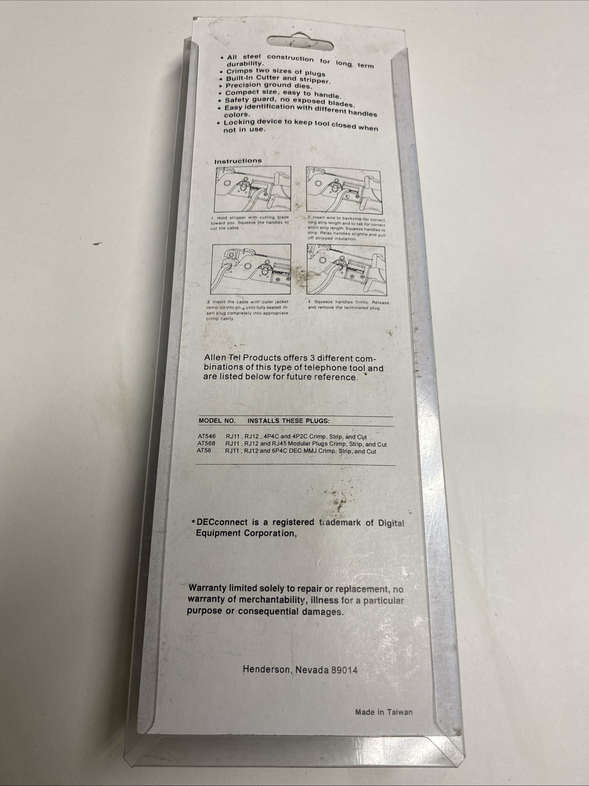 ALLEN TEL AT568 Crimping Tool RJ11 RJ12 and RJ45 Crimp Strip and Cut