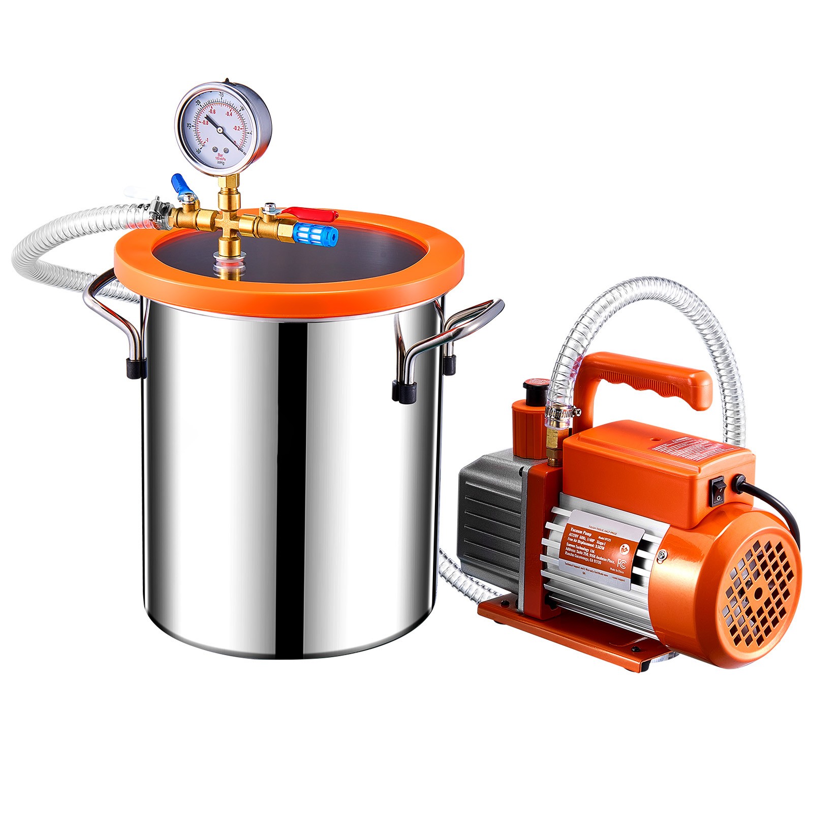 Uimoso 1.5 Gallon Vacuum Chamber 3.5CFM Single Stage Pump Degassing Chamber Kit