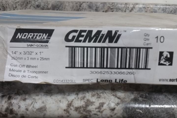 Norton 66253306626 10 Pk 14 In Diameter Type 1 Abrasive Cut-Off Wheel