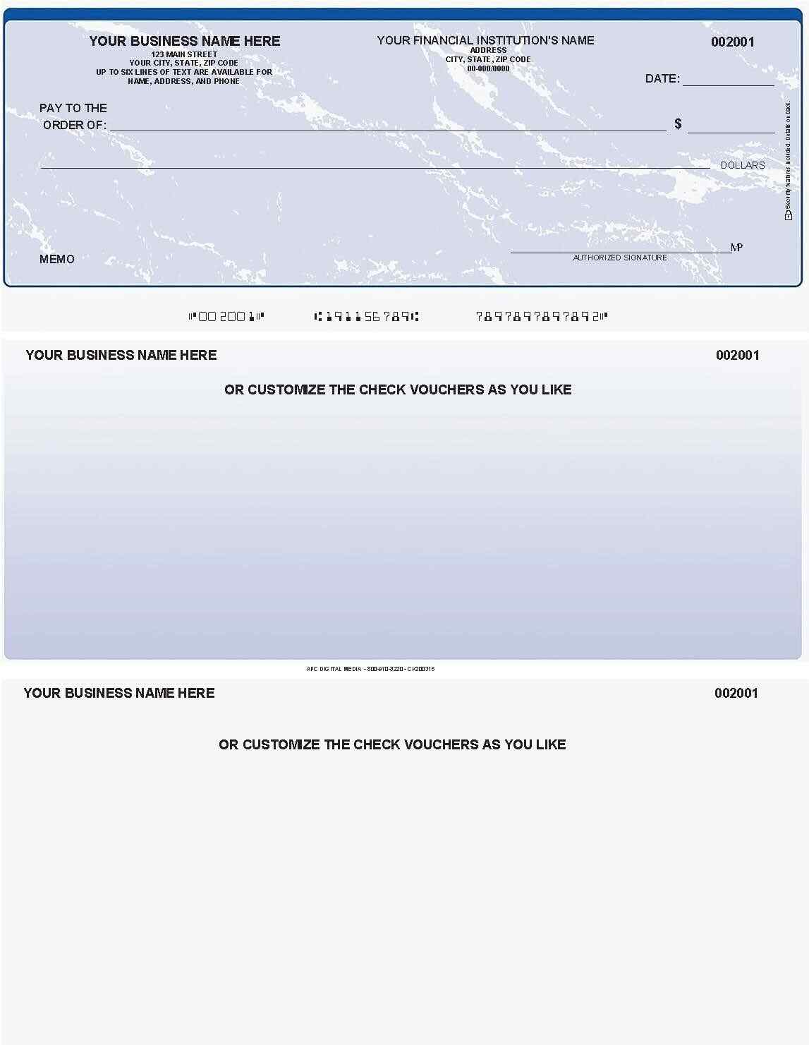 Printed Business Checks – QuickBooks Compatible – Check on Top – Blue Marble