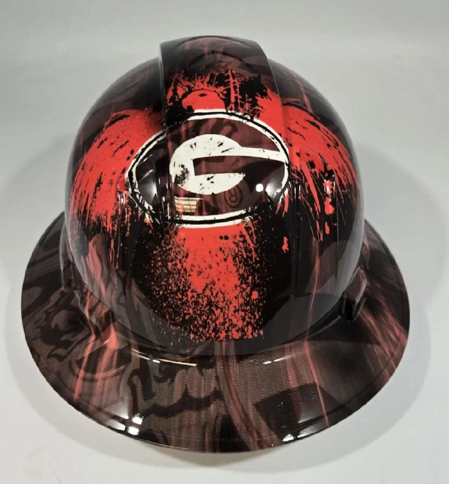 New Full Brim Hard Hat Custom Hydro Dipped GEORGIA BULLDOGS