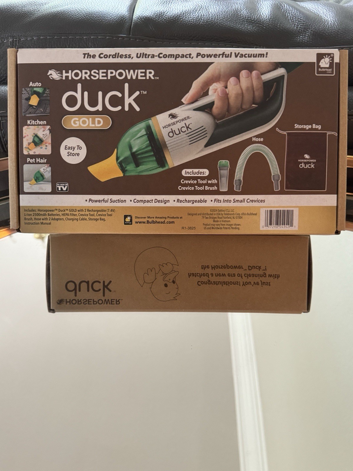 Duck Gold Cordless Handheld Vacuum, Bagless, HEPA, Rechargeable, Attachments
