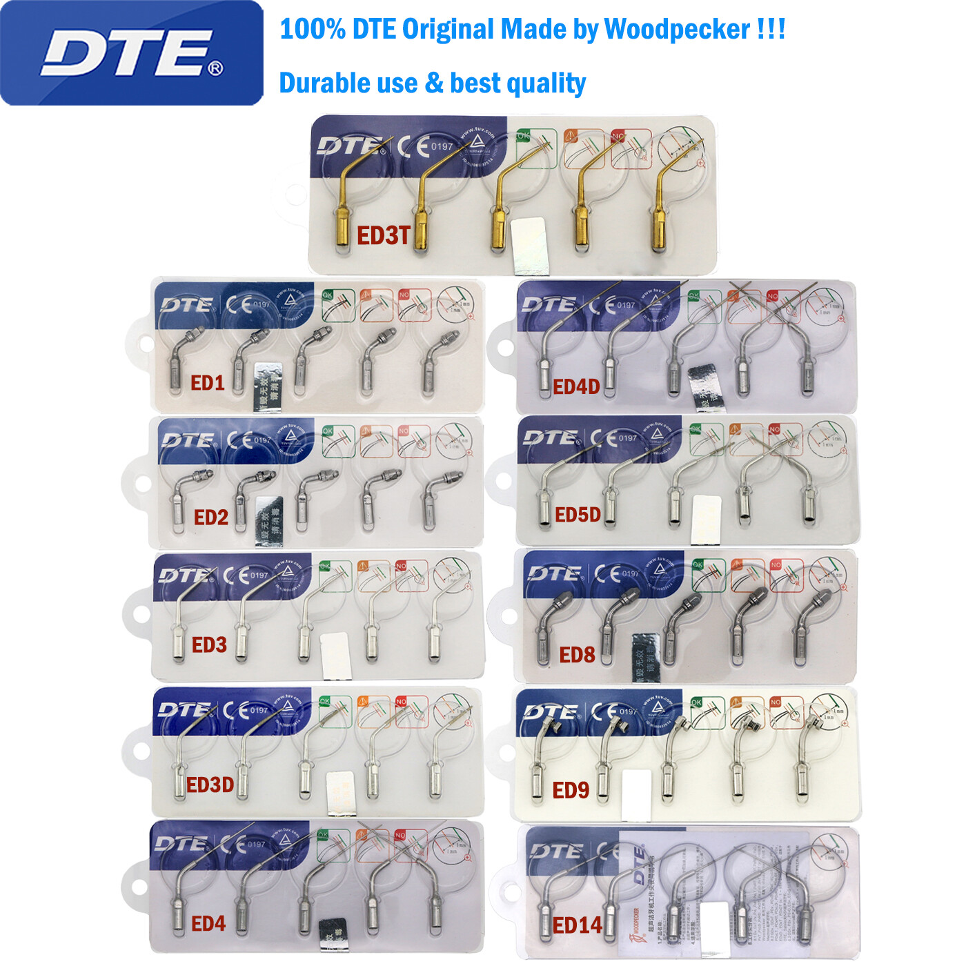 Woodpecker DTE Tips Dental Ultrasonic Piezo Scaler Fit EMS NSK SATELEC Handpiece