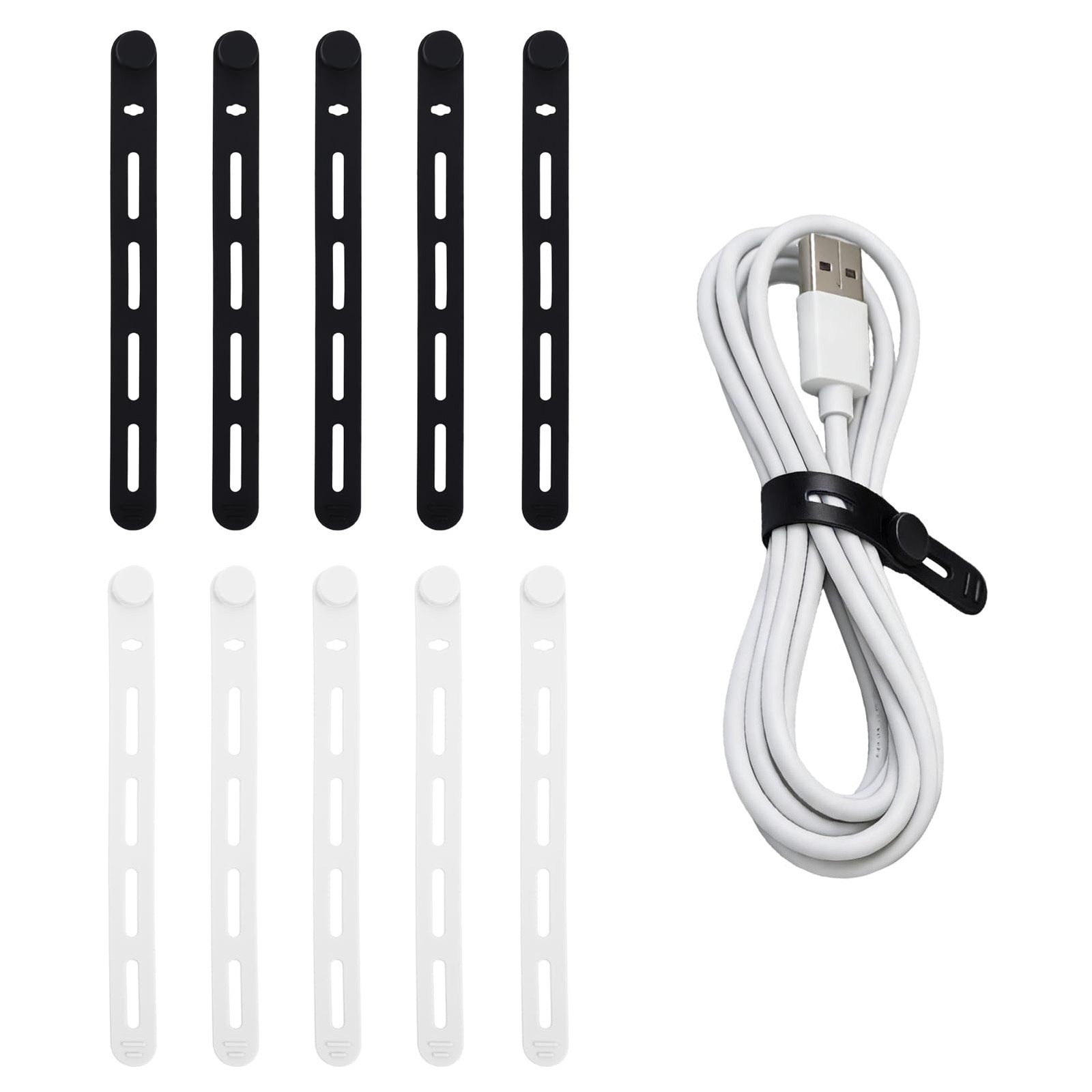 10-Pack Reusable Silicone Cable Ties, High-Elasticity Wire Earphone Cord Orga…