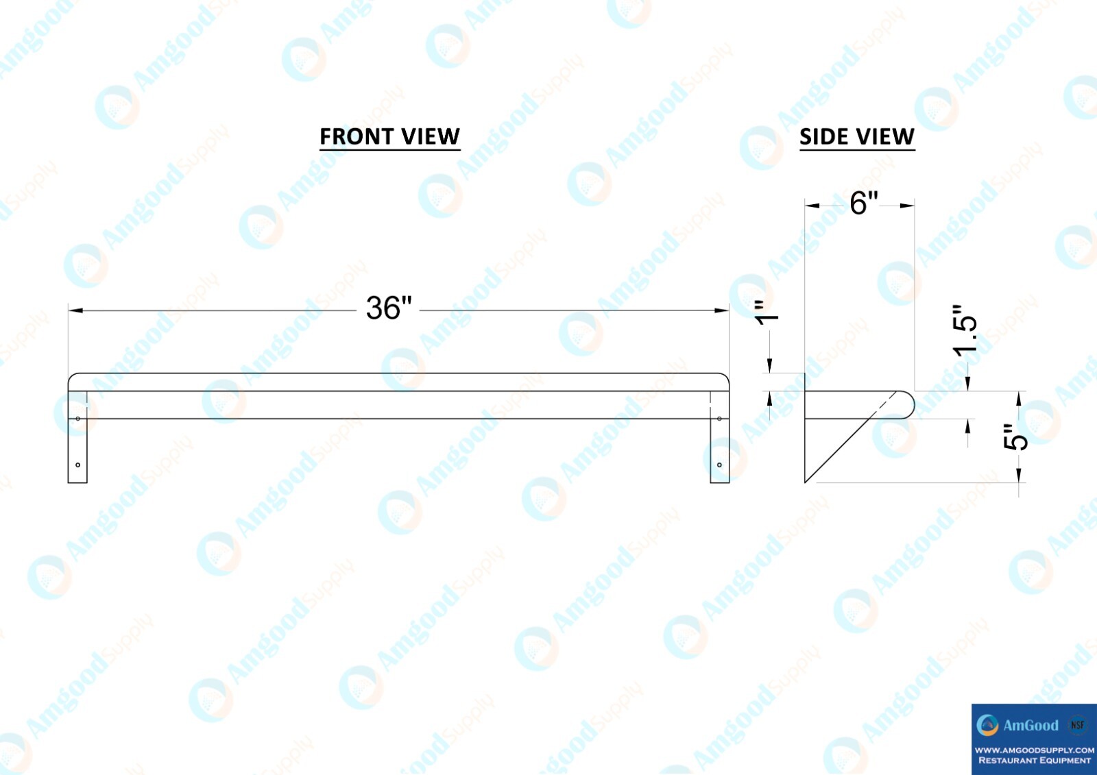 6 in. x 36 in. Stainless Steel Wall Shelf
