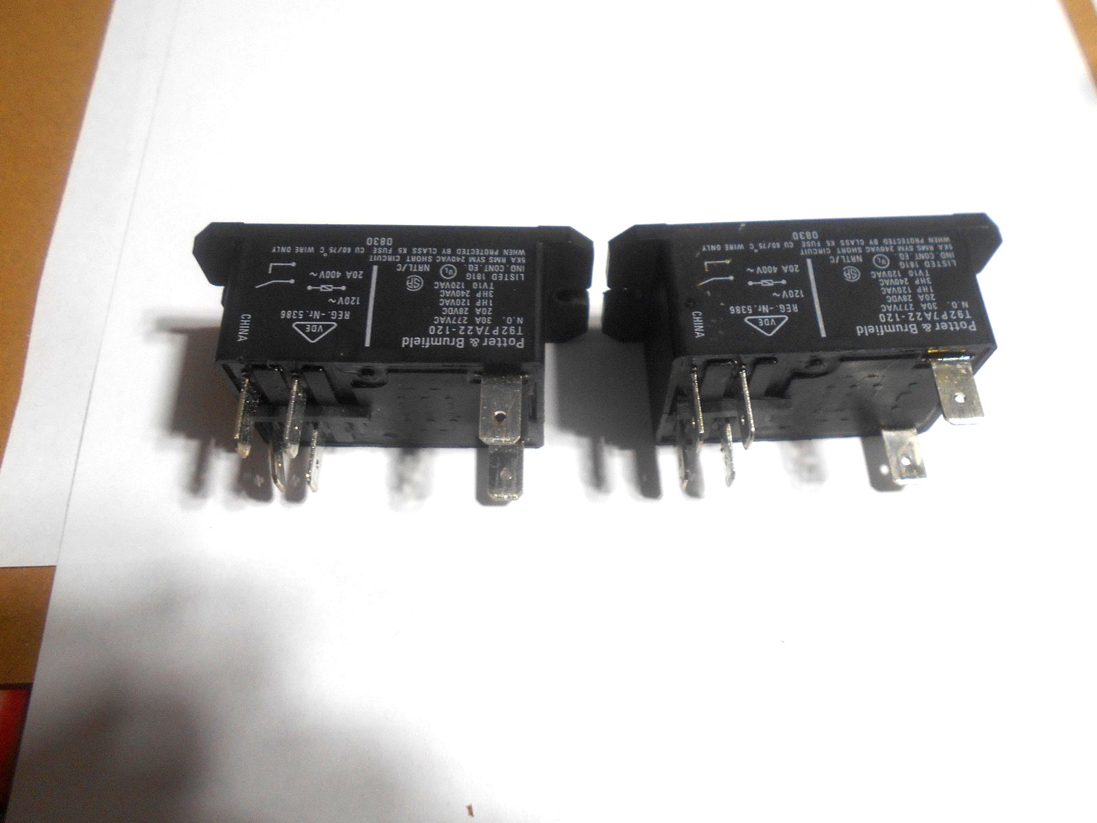 lot of 2 TE /Potter& Brumfield T92P7A22-120 Power Relay 30A