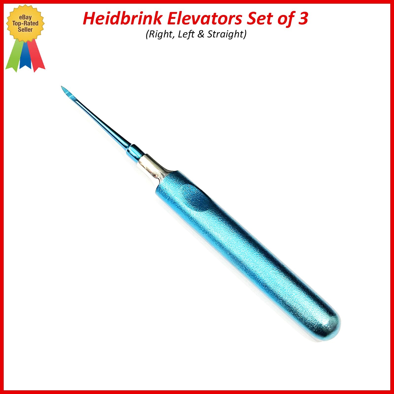 3 Pcs Dental Root Elevators Blue HEIDBRINK Oral Surgery Luxating Root Elevators