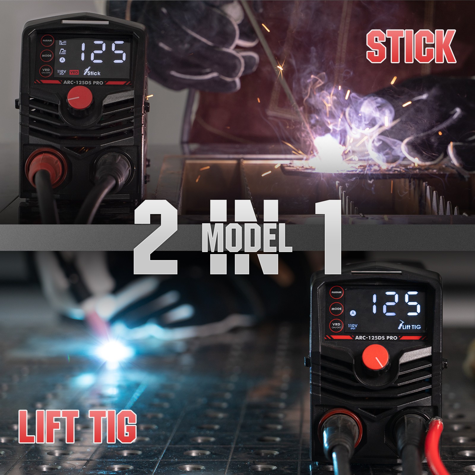 Mini Stick Welder Portable, Large LED Display 125Amp 110V ARC Welding Machine