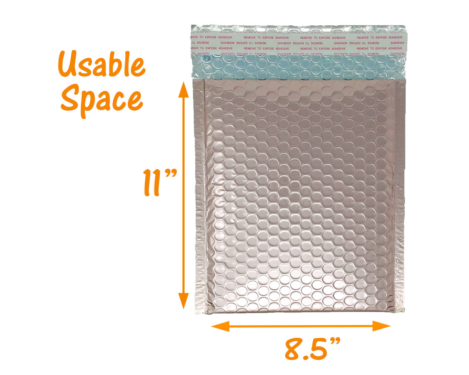 4×8, 5×9, 6×10, 8×12 Nude Pink Metallic Bubble Mailers, Light Rose Gold Envelope