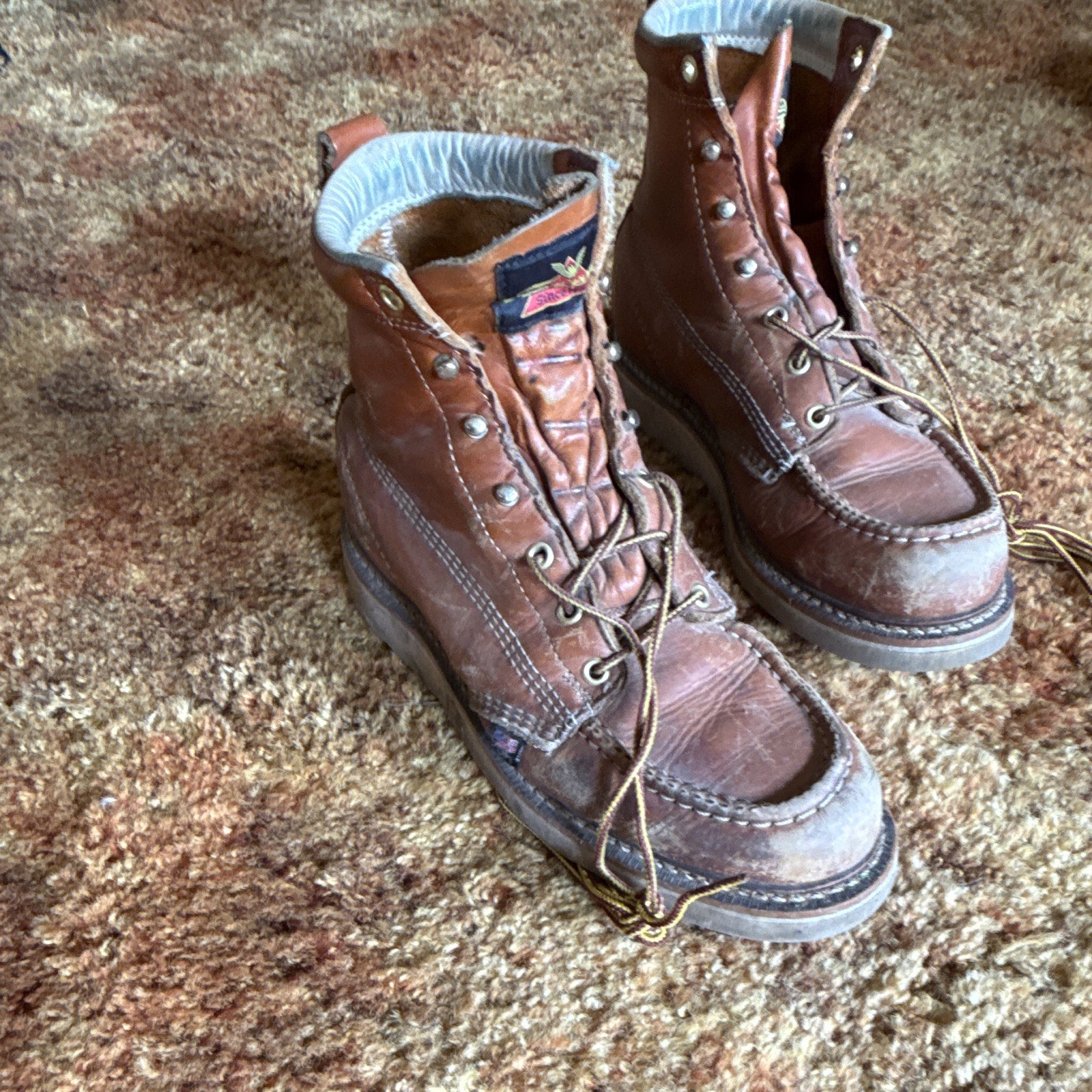 Thorogood 814-4200 Brown Leather Lace-Up Work Boots ASTM F2892-18 9.5D USA