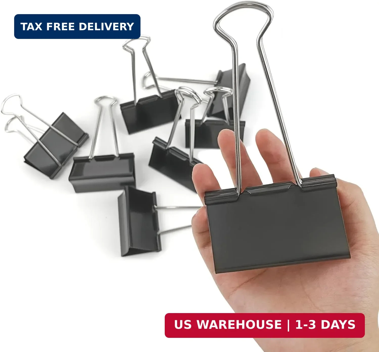 3-Inch Extra-Large DSTELIN Binder Clips – Heavy-Duty Black Paper Clamps, 75mm Wi