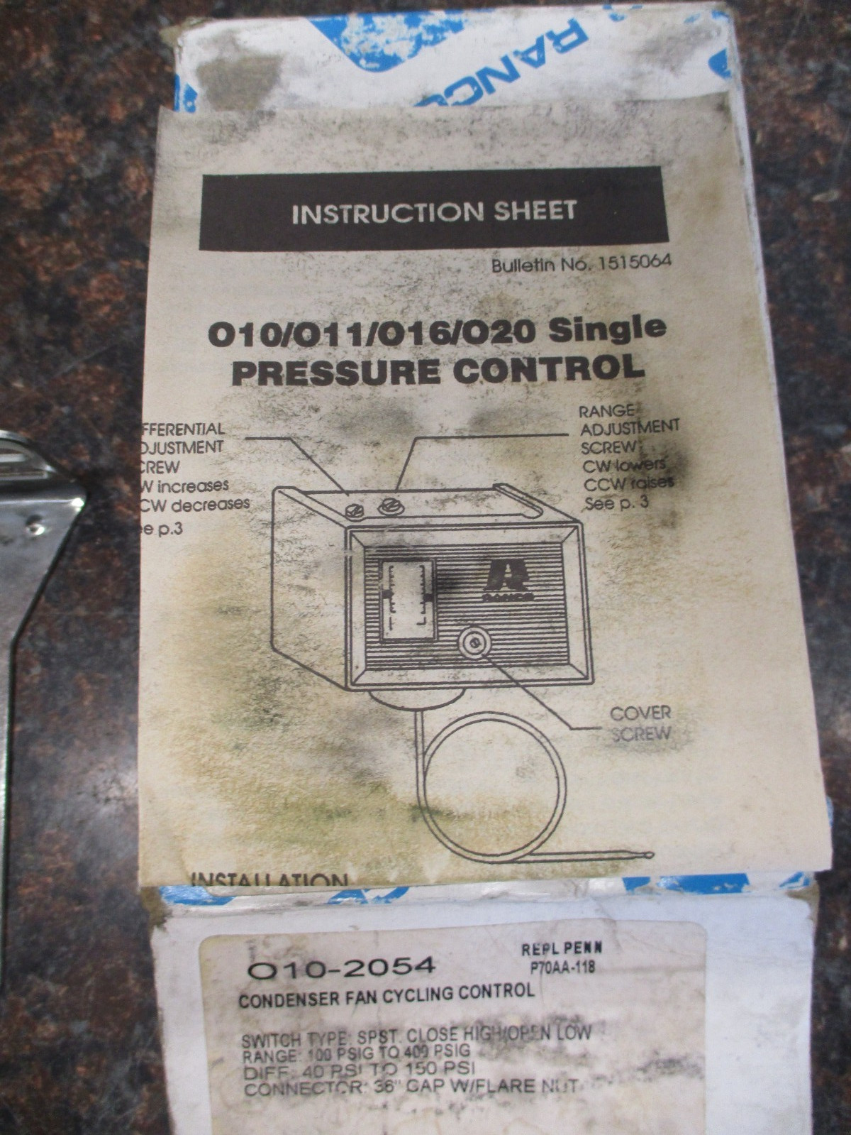 RANCO O10-2054 Condenser Fan Cycling Control (010-2054) FREE SHIPPING
