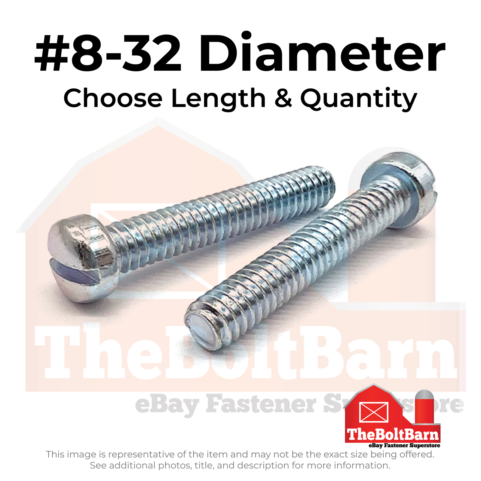 #8-32 Slotted Fillister Head Machine Screws Zinc Clear (Choose Length & Qty)