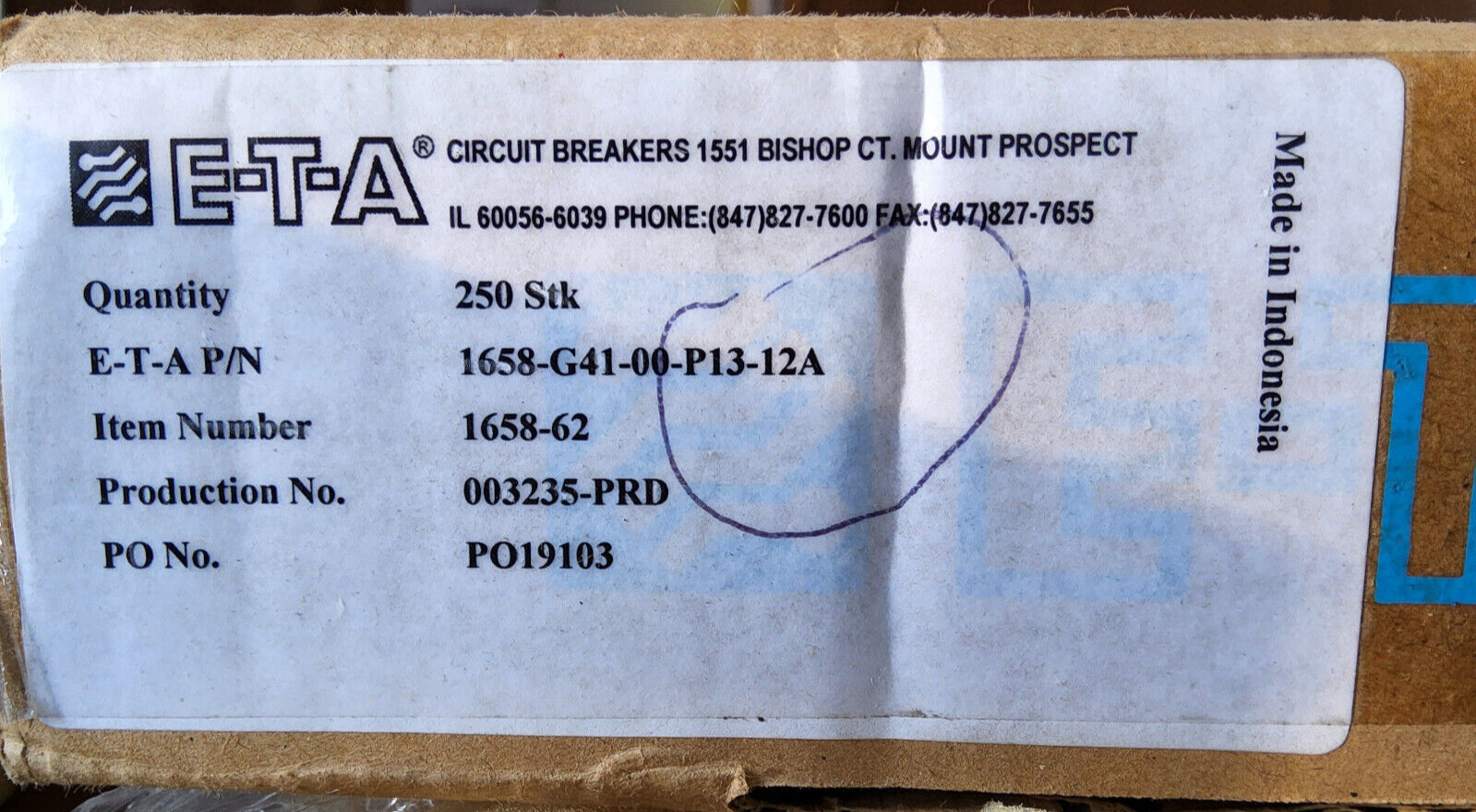 Circuit Breaker ETA 1658 12A DC AC Push Thermal Overcurrent P 13 terminals