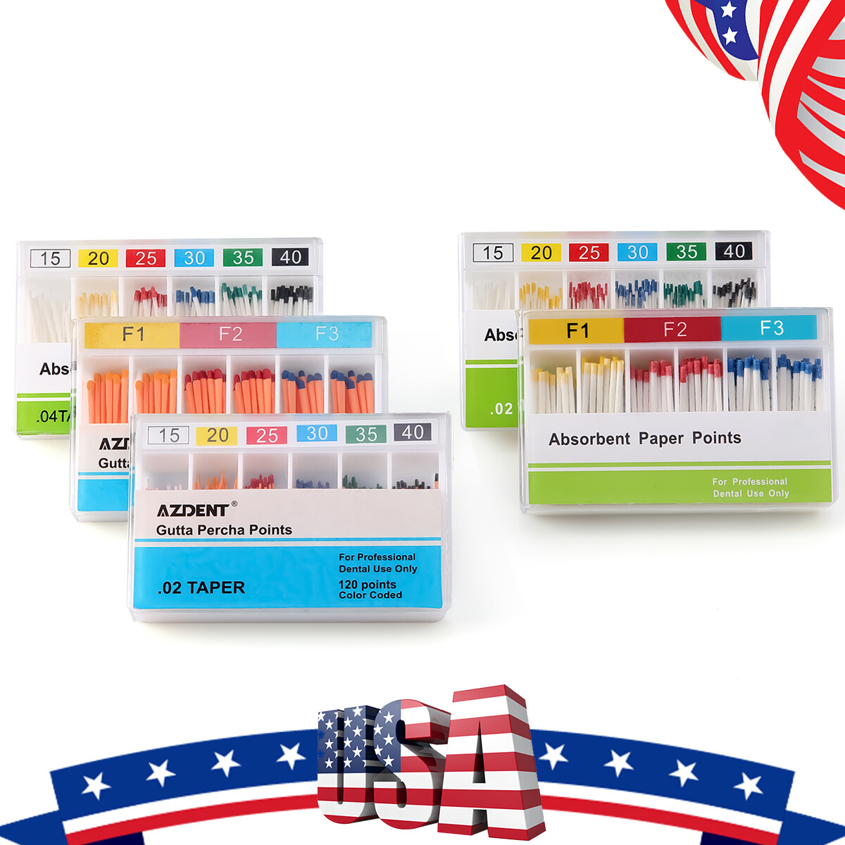 AZDENT Dental Gutta Percha Points/Absorbent Paper Points Endodontic Root Canal