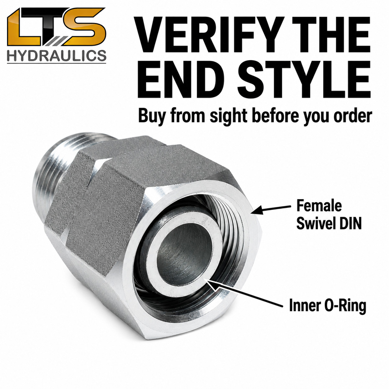 5/8″ Male JIC x 26mm DIN Swivel Chinese Excavator Conversion to JIC 9197-10-26
