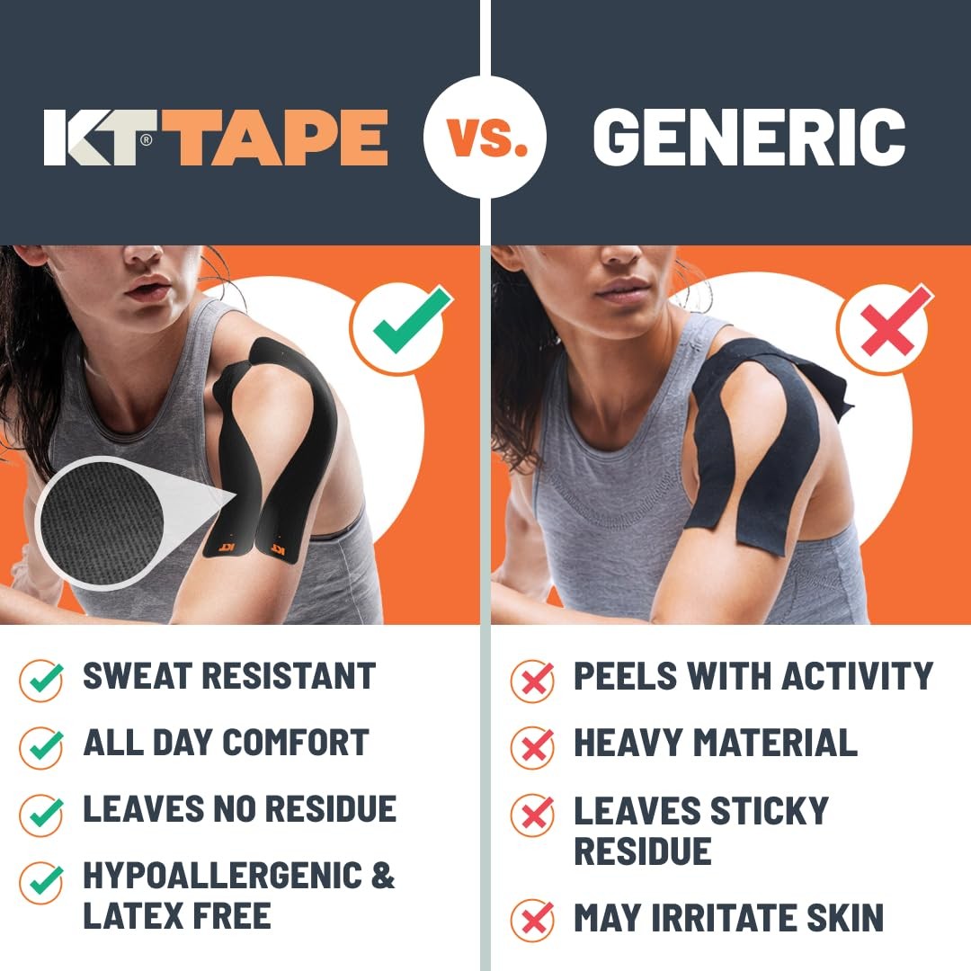 KT Tape, Original Cotton, Elastic Kinesiology 20 Precut Strips, Beige