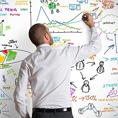 VEELIKE 78.7″x17.7″ Dry Erase Whiteboard Wallpaper Peel 79″W x 17.7″H, White