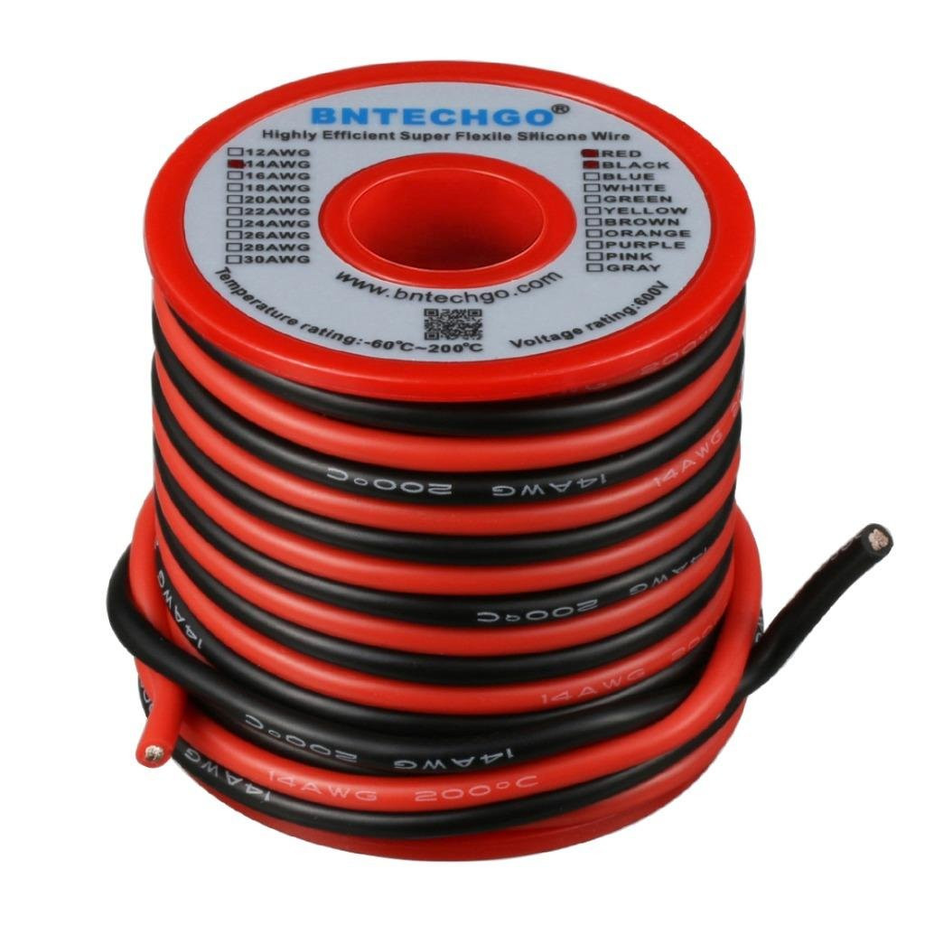 14 Gauge Silicone Wire Spool Red and Black Each 20Ft 2 Separate Wires Flexible 1