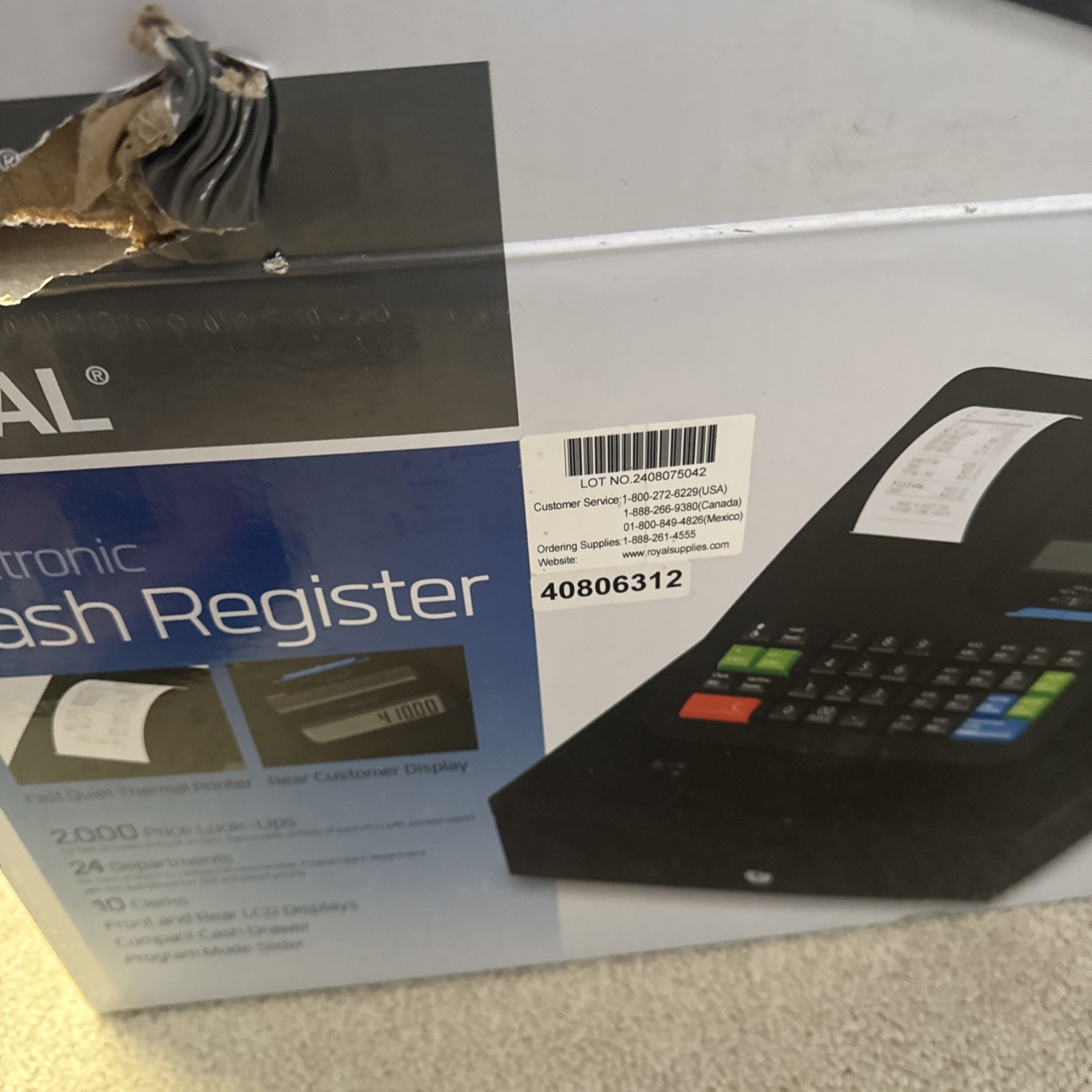 Royal 410DX Electronic Cash Register Black 89214G Sealed NEW Thermal Recipts