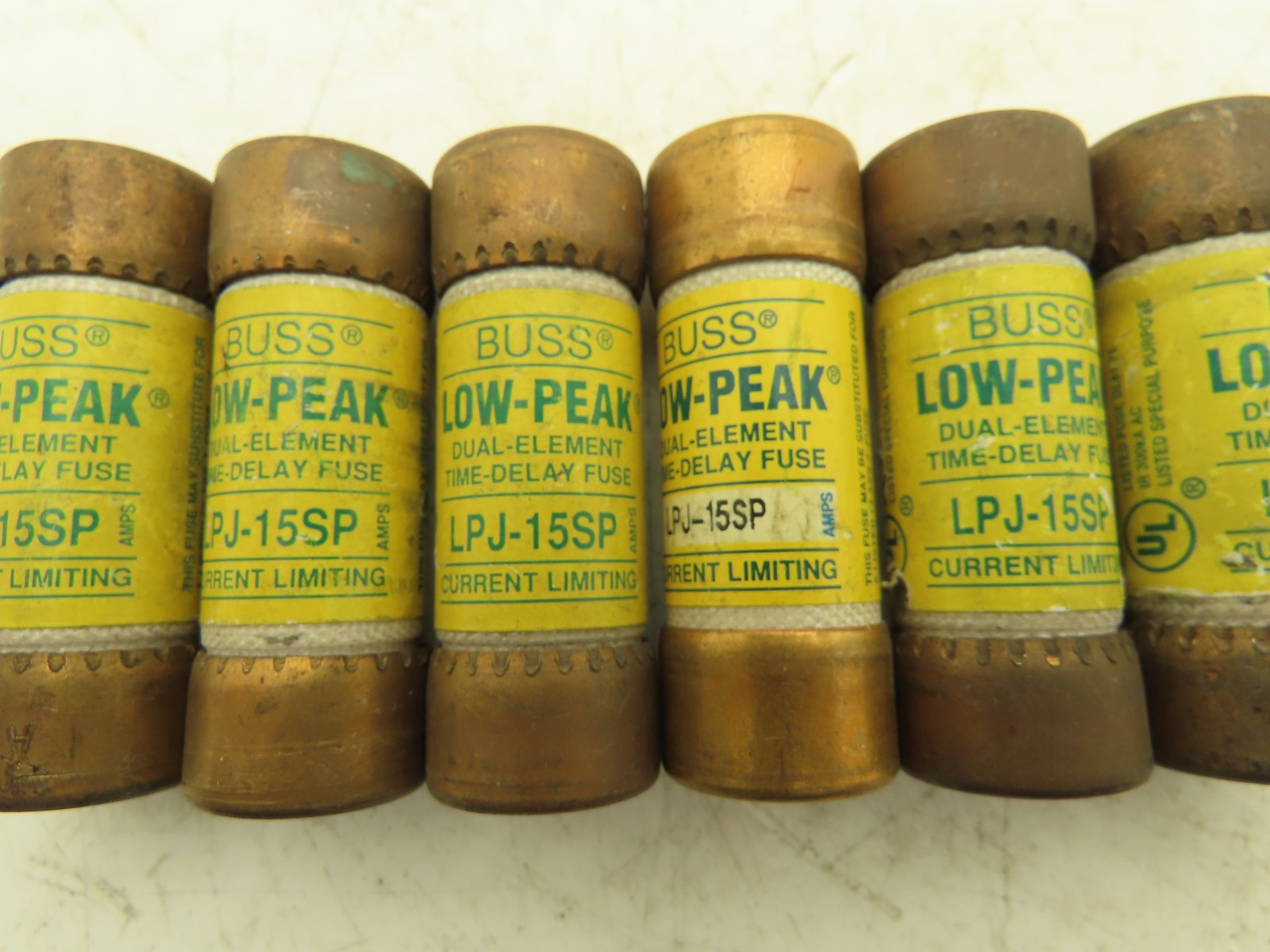 Bussman LPJ-15SP Low-Peak Dual Element Time Delay Fuse 15A 600Vac Lot of 6