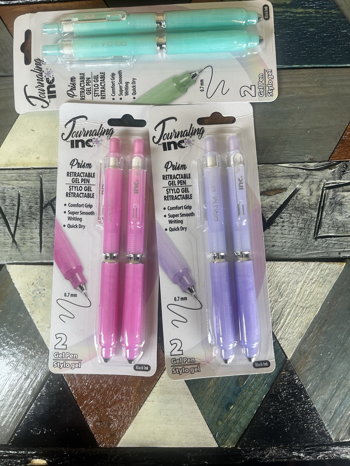 Journaling by INC Prism Retractable Gel Pens 0.7mm Black Ink Three 2-Pack