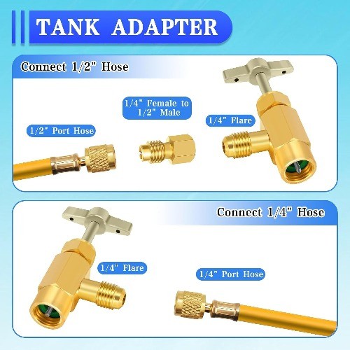 Can Tap, Self Sealing & Puncture Style Can Taps, AC Freon Can Tap Kit, with Tank