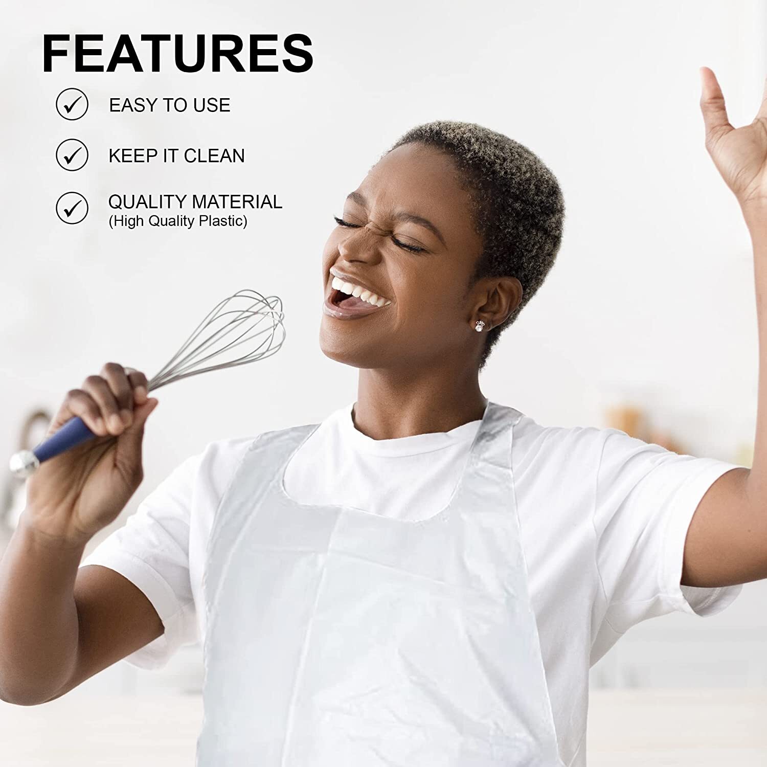 MT Products Disposable White Poly Apron 46″ x 28″ Heavy Weight – Pack of 50