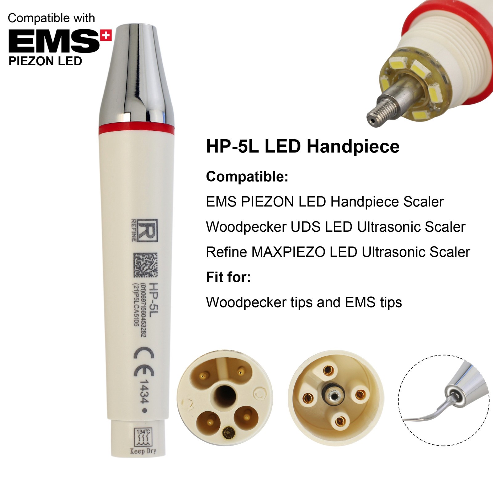 Dental Scaler Handpiece Fit Satelec Acteon Newtron LED EMS PIEZO LED HW-5L HD-7L