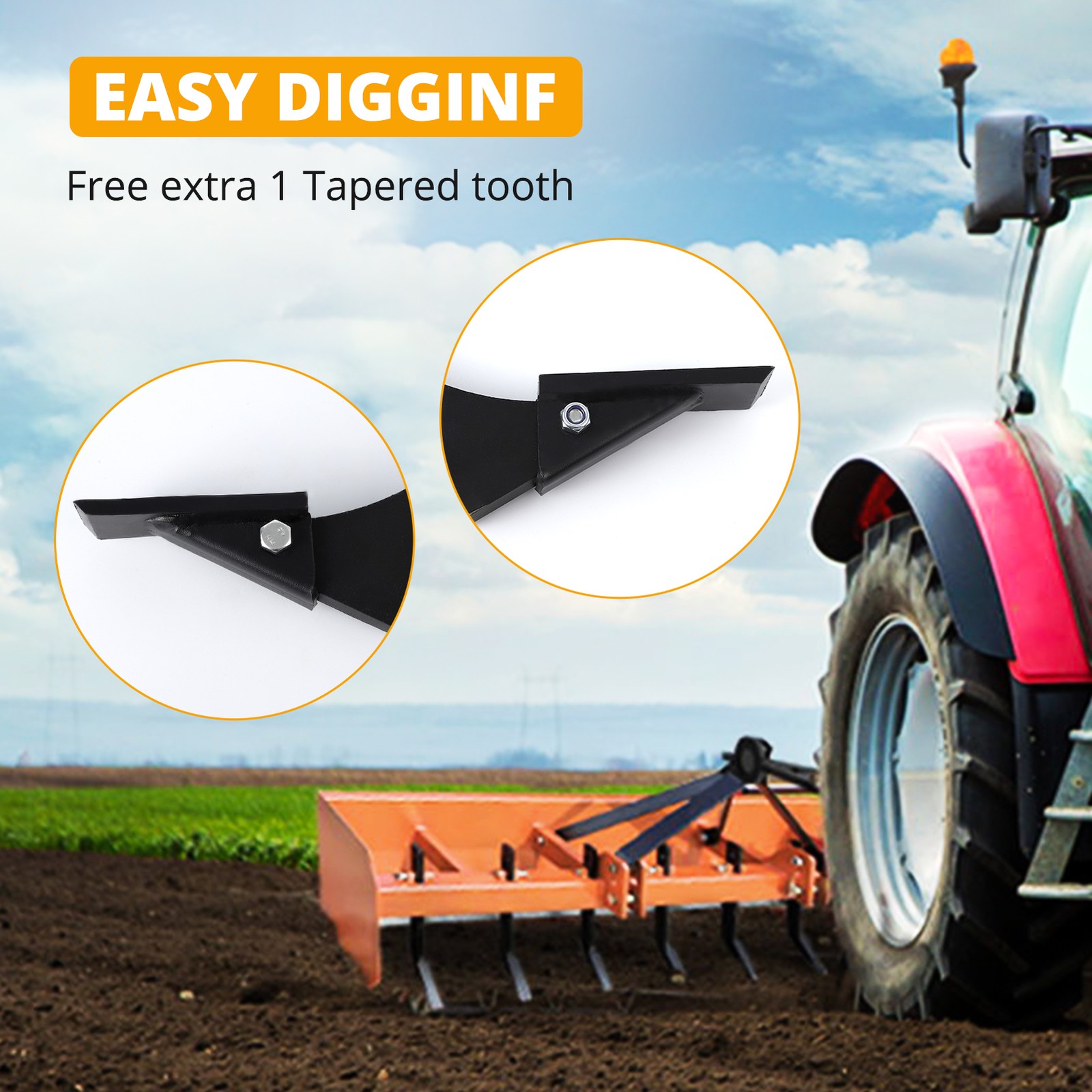 18” Box Blade Shank Heavy Steel Scarifier Shank Teeth 4 Holes Box Scraper Shank