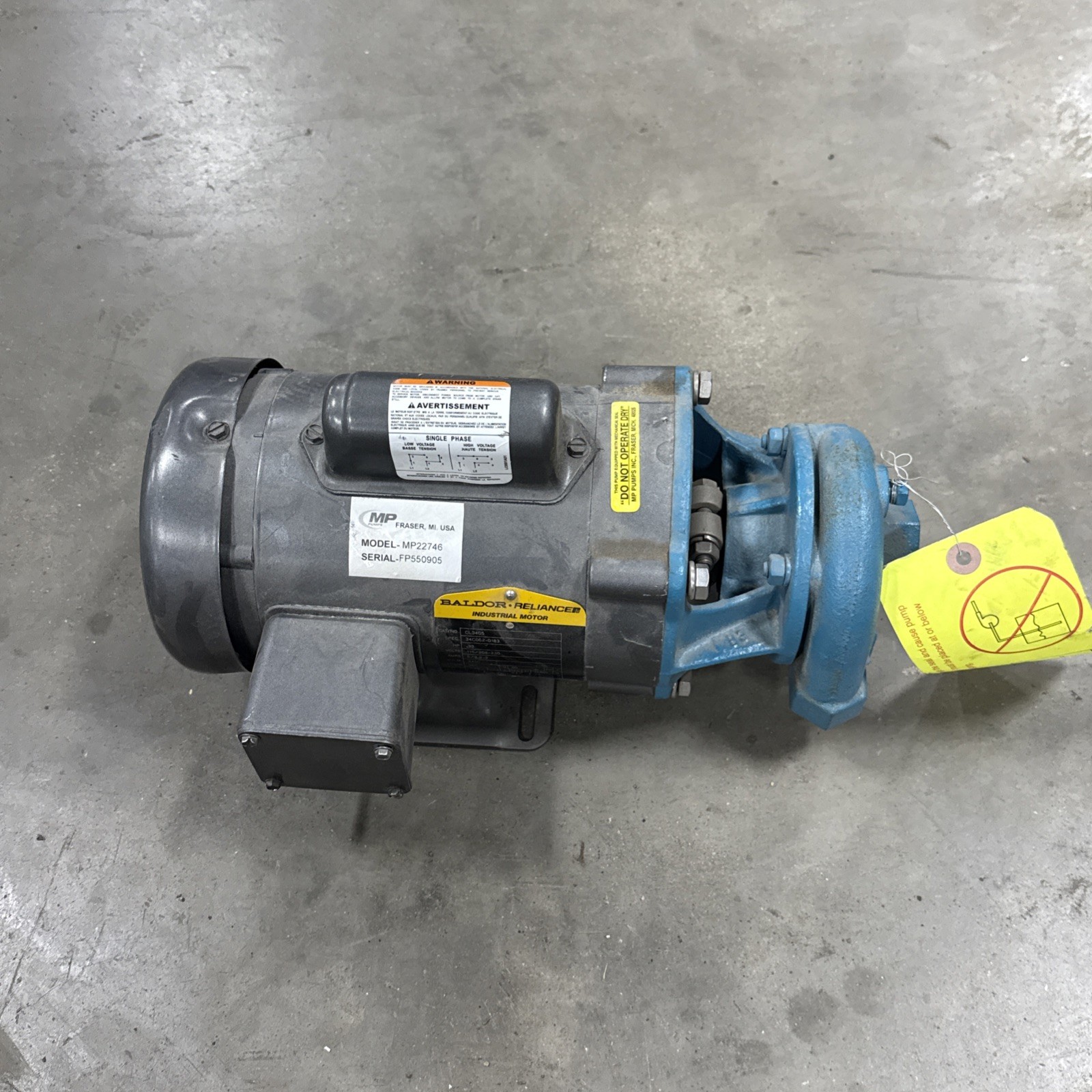 New MP Model MP22746 22746 Pump/Motor Baldor CL3405