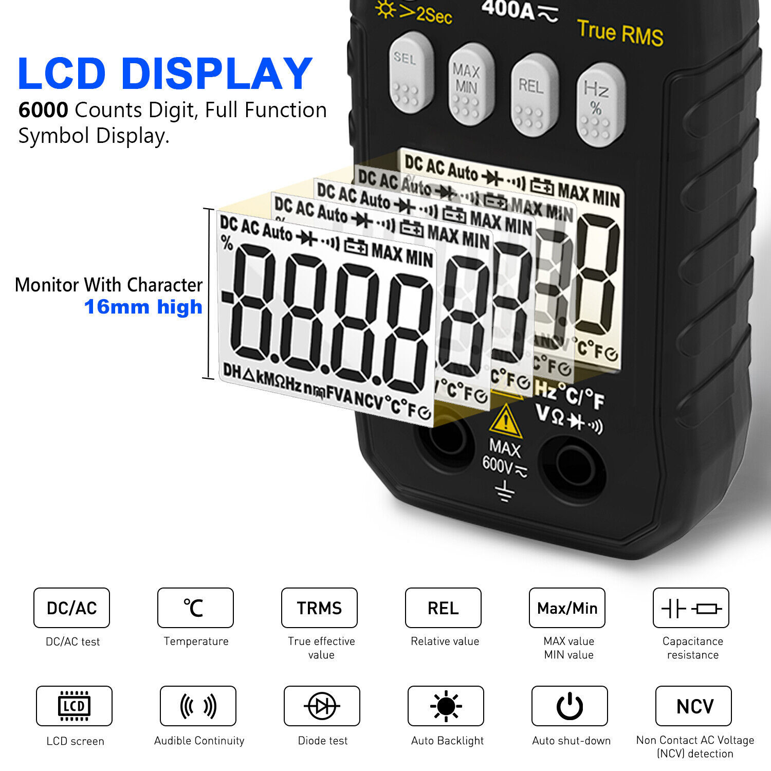 Digital Clamp Meter Bluetooth Clamp Multimeter Ac Dc Amp Meter Voltage Tester